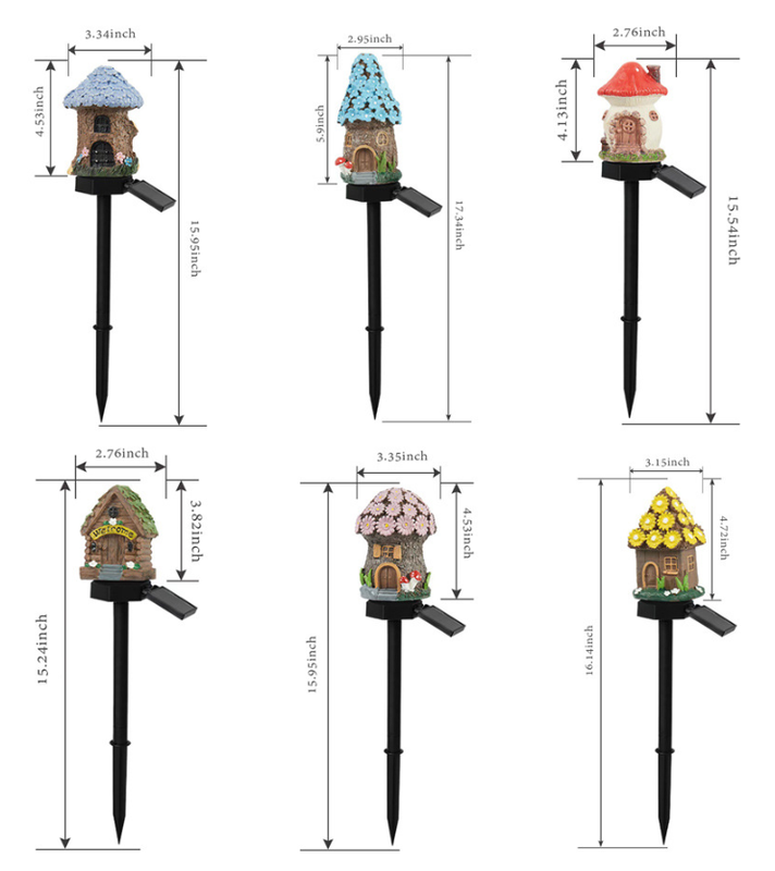 Pink House Solar Powered Mushroom House Garden Stake Lights - Outdoor Waterproof Resin Landscape Decorative Lamps with Warm LED Glow for Patio