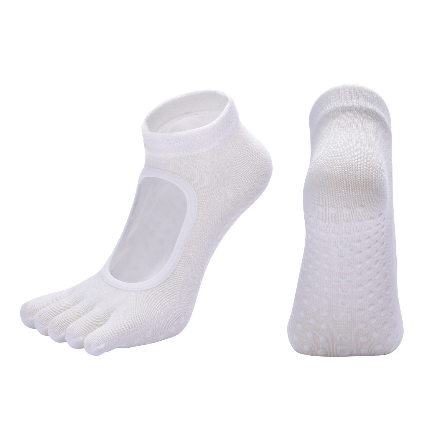 White 3-Pack Women%27s Non-Slip Five-Finger Yoga Socks - Open Back Combed Cotton Pilates & Fitness Grip Socks for Professional Exercise White 3-Pack Women%27s Non-Slip Five-Finger Yoga Socks - Open Back Combed Cotton Pilates & Fitness Grip Socks for Professional Exercise