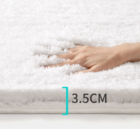 White 40*60cm Luxury 3.5cm Shag Bath Mat 