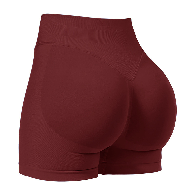 XXL Wine Red High-Elastic Hip Yoga Shorts - Seamless Mid-Intensity Pilates Workout Shorts XXL Wine Red High-Elastic Hip Yoga Shorts - Seamless Mid-Intensity Pilates Workout Shorts