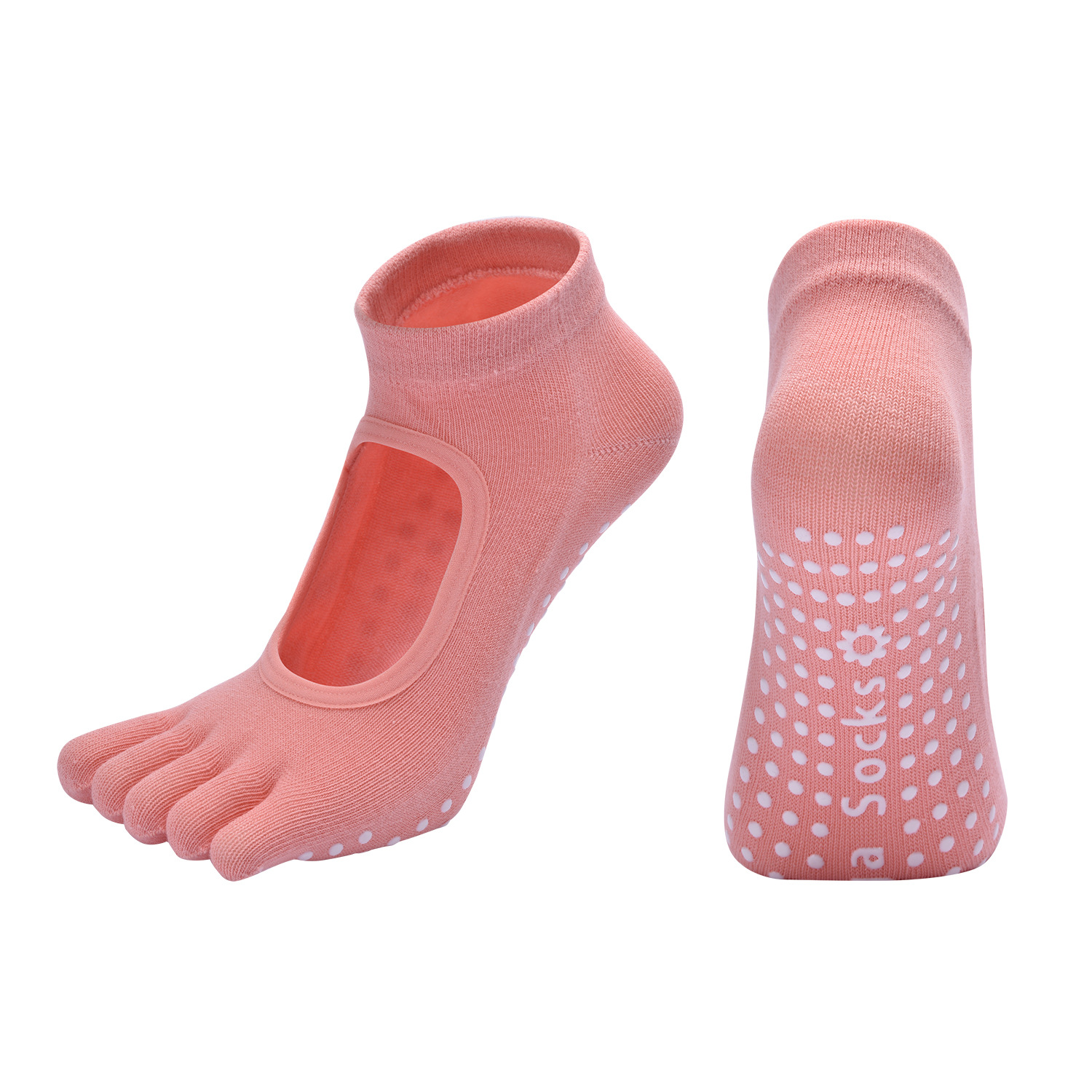 Orange 3-Pack Women%27s Non-Slip Five-Finger Yoga Socks - Open Back Combed Cotton Pilates & Fitness Grip Socks for Professional Exercise Orange 3-Pack Women%27s Non-Slip Five-Finger Yoga Socks - Open Back Combed Cotton Pilates & Fitness Grip Socks for Professional Exercise