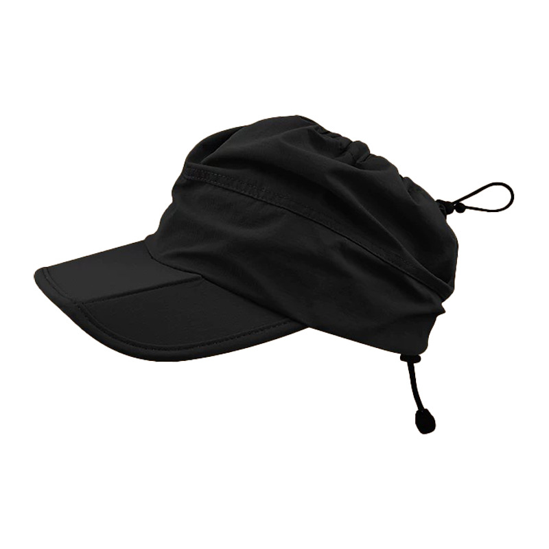 Black Outdoor Quick Dry Sun Hat - Foldable Visor Cap - UV Protection - 55-58cm