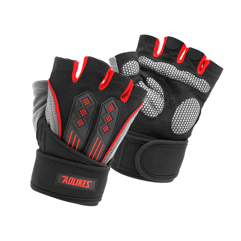XL Red Fingerless Workout Gloves with Wrist Support - Non-Slip XL Red Fingerless Workout Gloves with Wrist Support - Non-Slip