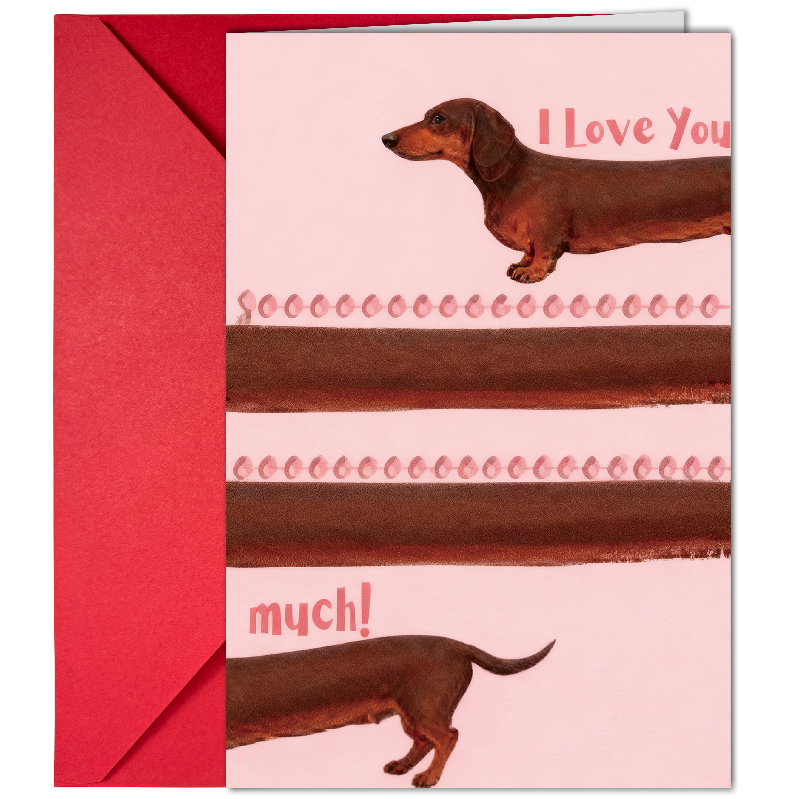 10-Pack Adorable Dachshund Valentine's Day Greeting Cards with Red Envelopes | Funny Long Dog I Love You Anniversary Cards