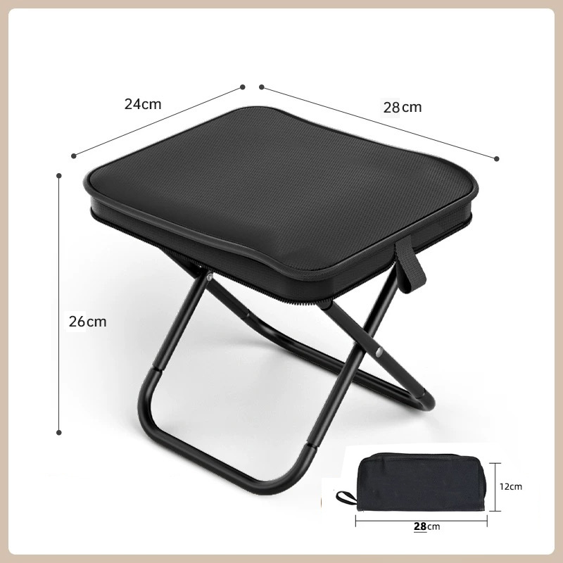 Black Premium 2-Piece Portable Folding Stool Set | Lightweight Compact Camping Chairs | Durable Outdoor Seats for Fishing, Picnics, and Hiking