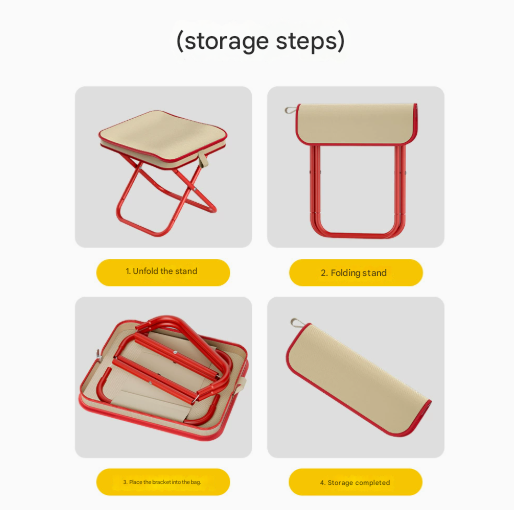 Red Premium 2-Piece Portable Folding Stool Set