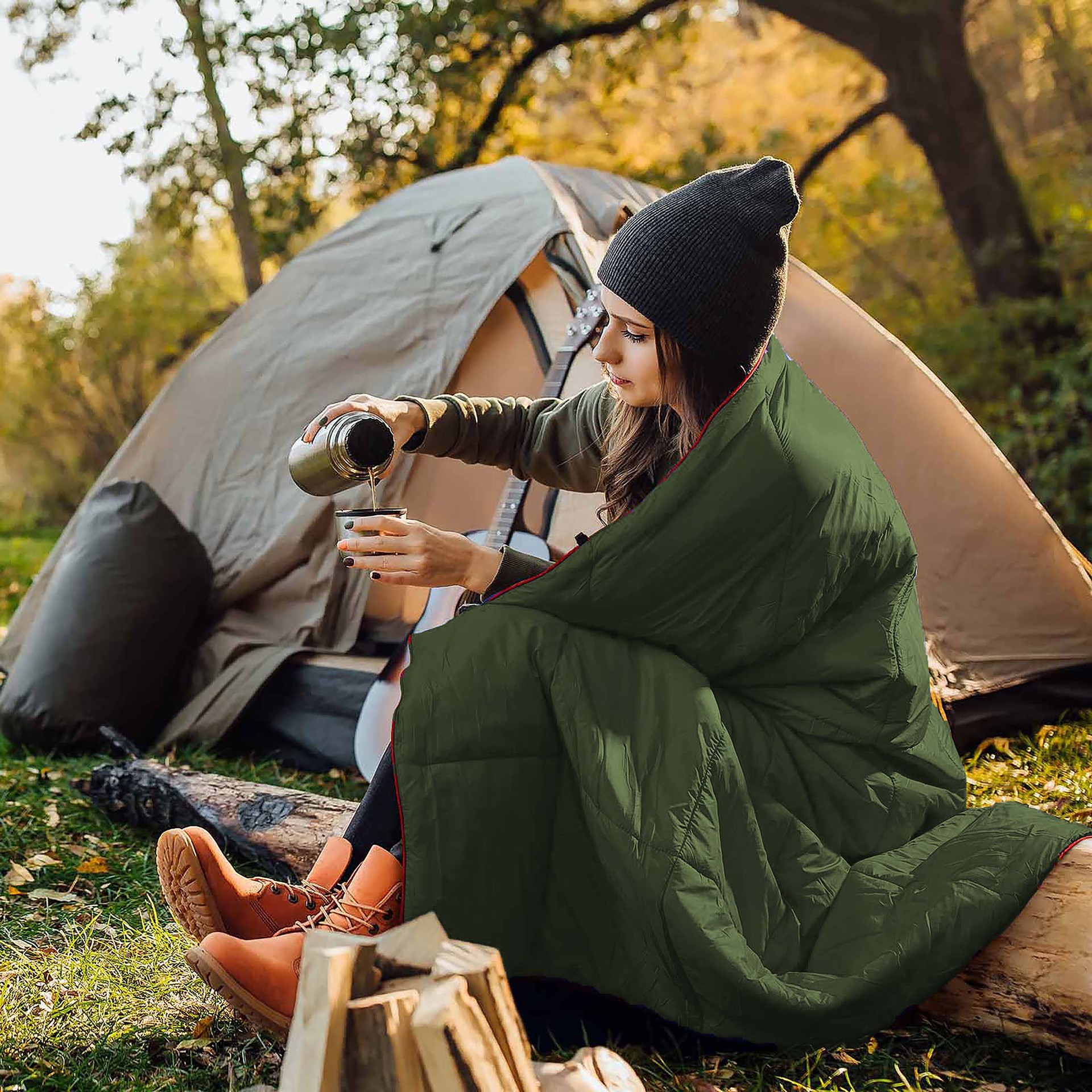 Grey Compact Lightweight Quilted Blanket - Soft