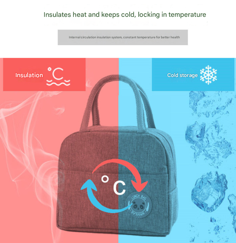 Black Portable Insulated Lunch Bag for Kids & Adults 