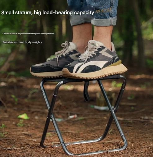 Small Grey Ultralight Portable Folding Camping Stool - Compact Aluminum Chair for Hiking