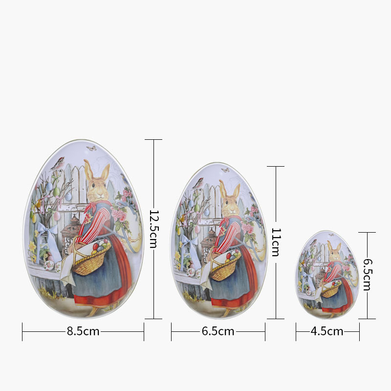 Easter Decorative Tin Egg Set of 3 Sizes with Vintage Rabbit Artwork for Home Display and Gift Giving(Style C) Easter Decorative Tin Egg Set of 3 Sizes with Vintage Rabbit Artwork for Home Display and Gift Giving(Style C)