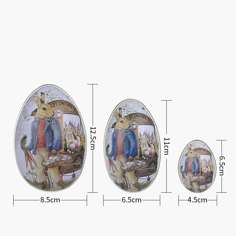 Easter Decorative Tin Egg Set of 3 Sizes with Vintage Rabbit Artwork for Home Display and Gift Giving(Style D) Easter Decorative Tin Egg Set of 3 Sizes with Vintage Rabbit Artwork for Home Display and Gift Giving(Style D)