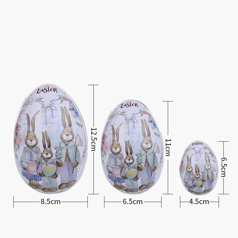 Easter Decorative Tin Egg Set of 3 Sizes with Vintage Rabbit Artwork for Home Display and Gift Giving(Style E) Easter Decorative Tin Egg Set of 3 Sizes with Vintage Rabbit Artwork for Home Display and Gift Giving(Style E)