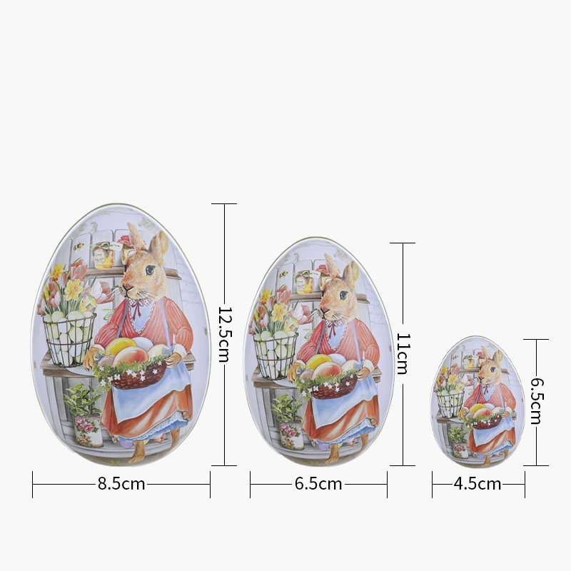 Easter Decorative Tin Egg Set of 3 Sizes with Vintage Rabbit Artwork for Home Display and Gift Giving(Style F) Easter Decorative Tin Egg Set of 3 Sizes with Vintage Rabbit Artwork for Home Display and Gift Giving(Style F)