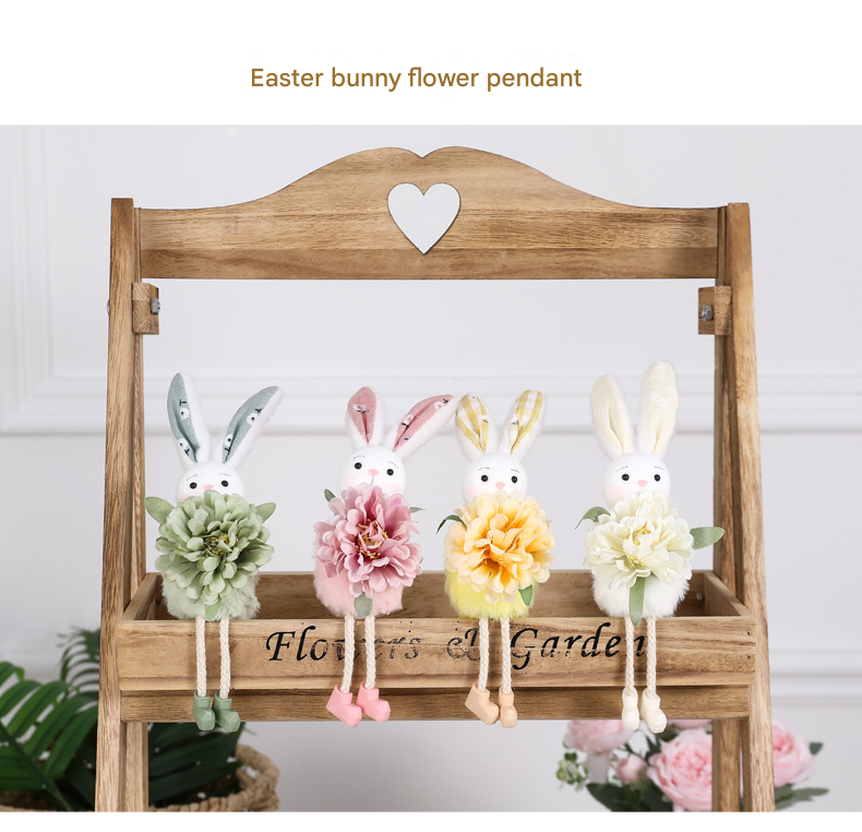 Green Easter Bunny Flower Hanging Decoration for Home
