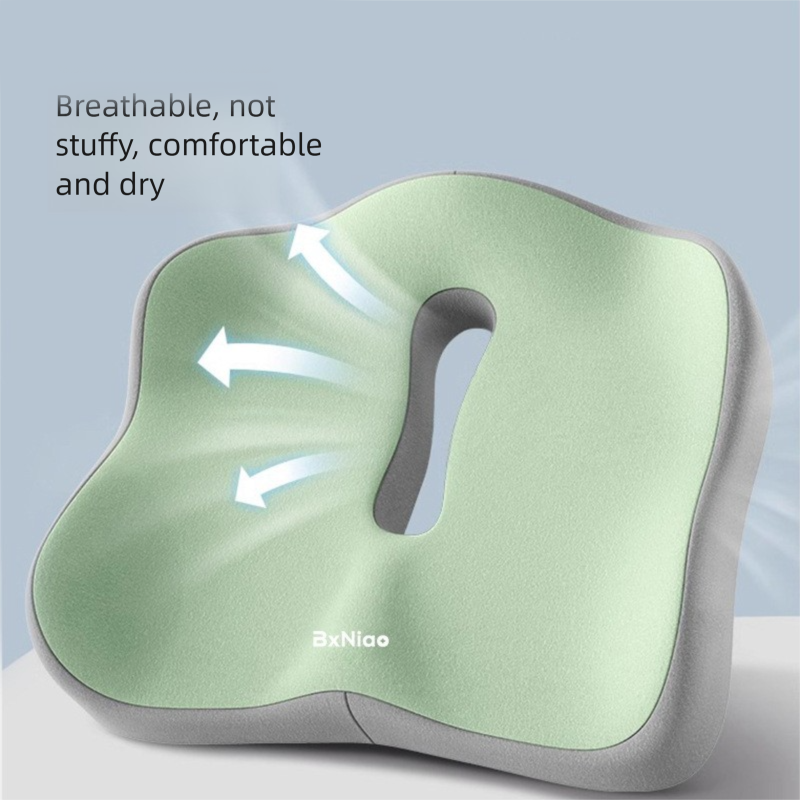 Green and grey two-tone Ergonomic Memory Foam Seat Cushion – Coccyx Relief for Office
