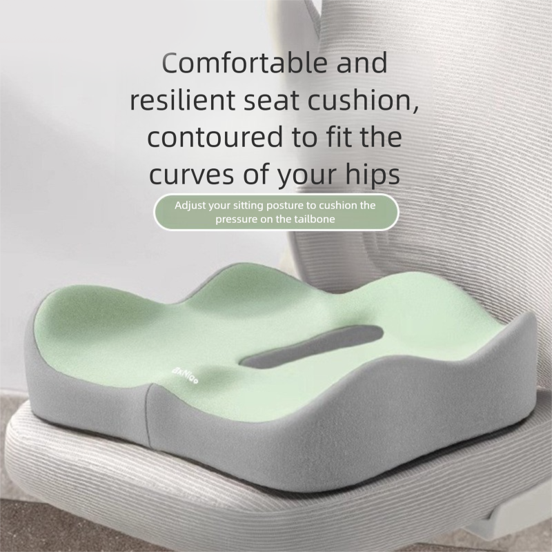 Green and grey two-tone Ergonomic Memory Foam Seat Cushion – Coccyx Relief for Office