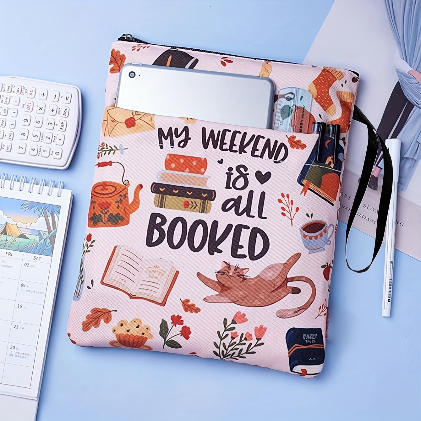 Book nerd Zippered Book Sleeve with Printed Design – Waterproof Protective Cover for Books