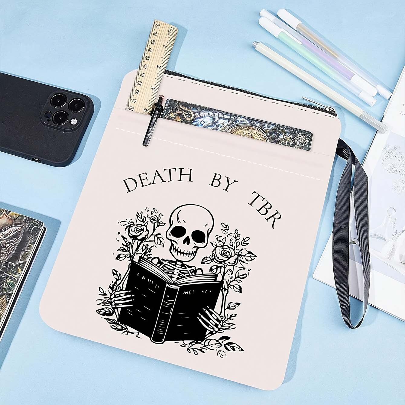 White Skeleton Zippered Book Sleeve with Printed Design – Waterproof Protective Cover for Books White Skeleton Zippered Book Sleeve with Printed Design – Waterproof Protective Cover for Books