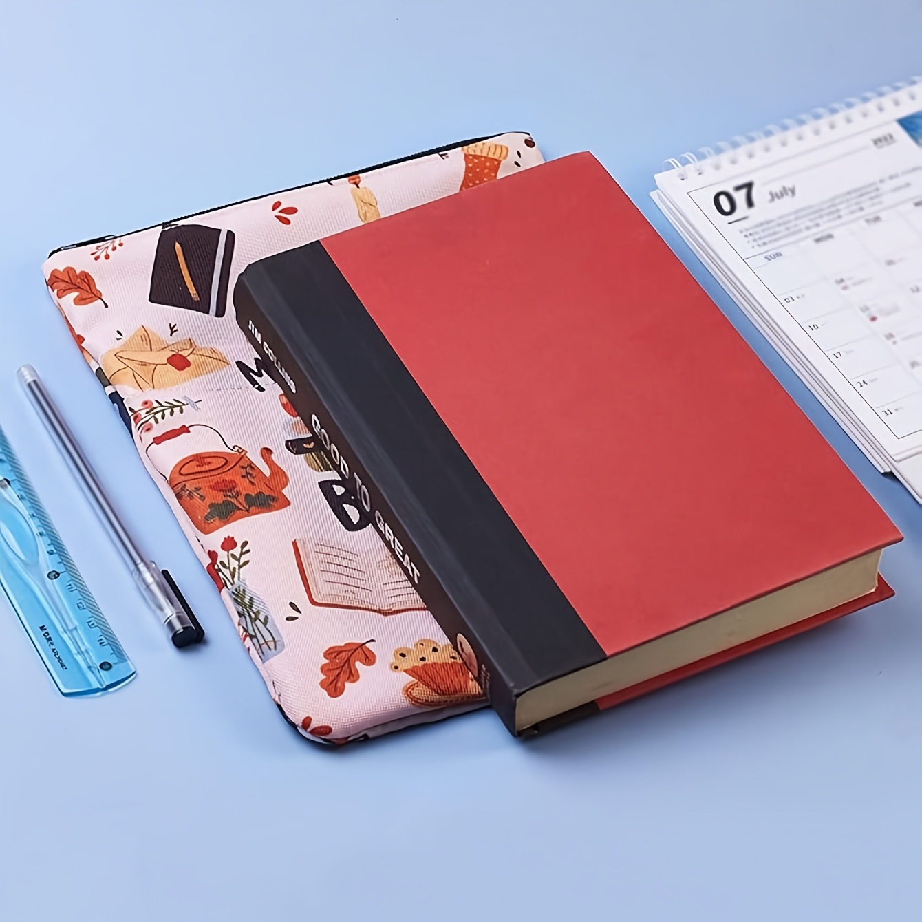 White Skeleton Zippered Book Sleeve with Printed Design – Waterproof Protective Cover for Books