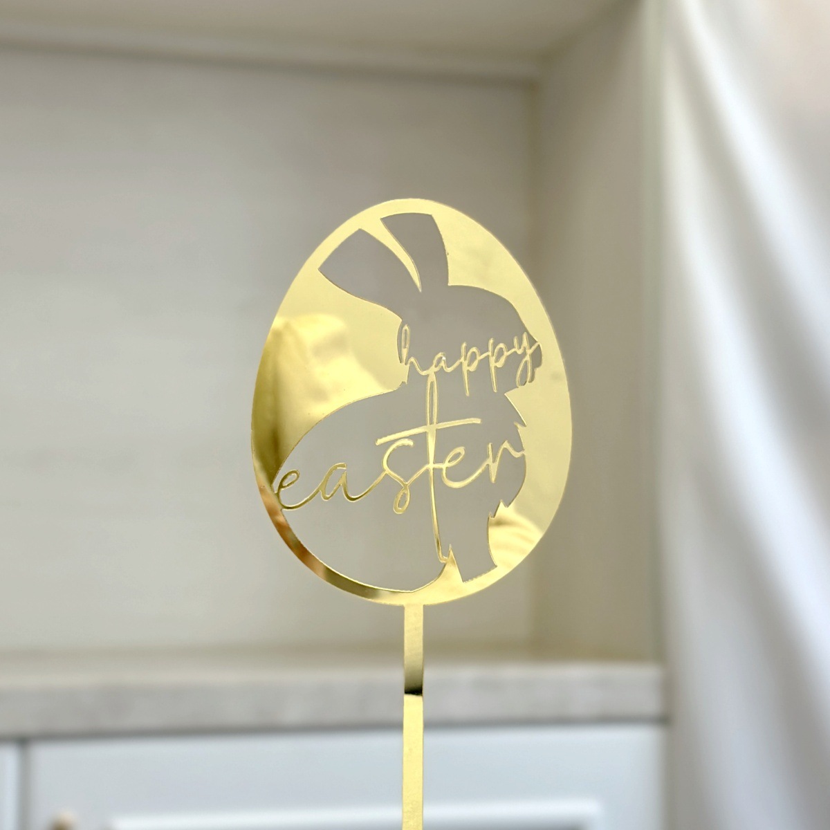 10-Piece Set of Elegant Easter Cake Toppers – Gold Acrylic "Happy Easter" Decorations with Bunny & Egg Designs 10-Piece Set of Elegant Easter Cake Toppers – Gold Acrylic "Happy Easter" Decorations with Bunny & Egg Designs