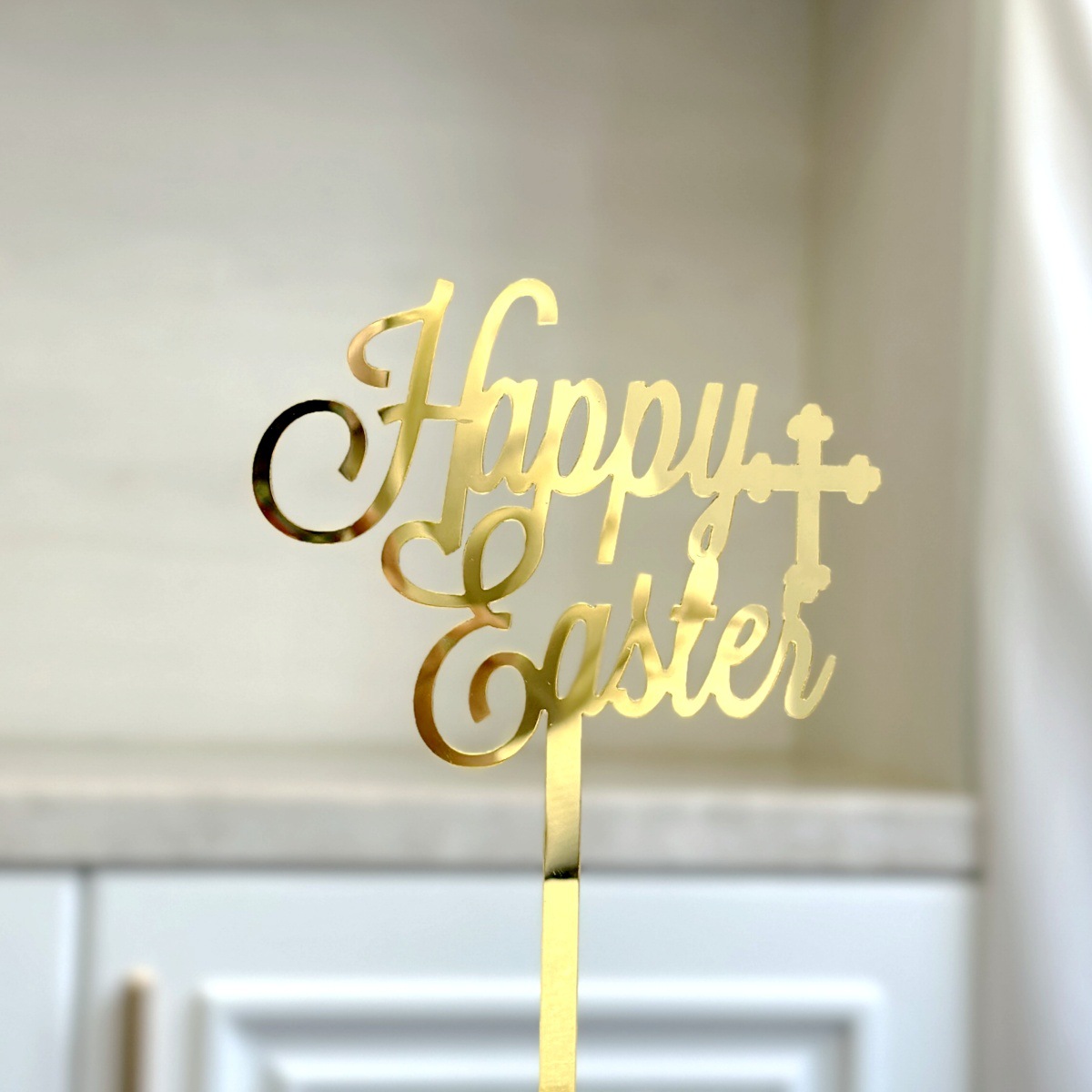 10-Piece Set of Elegant Easter Cake Toppers – Gold Acrylic "Happy Easter" Decorations with Bunny & Egg Designs 10-Piece Set of Elegant Easter Cake Toppers – Gold Acrylic "Happy Easter" Decorations with Bunny & Egg Designs
