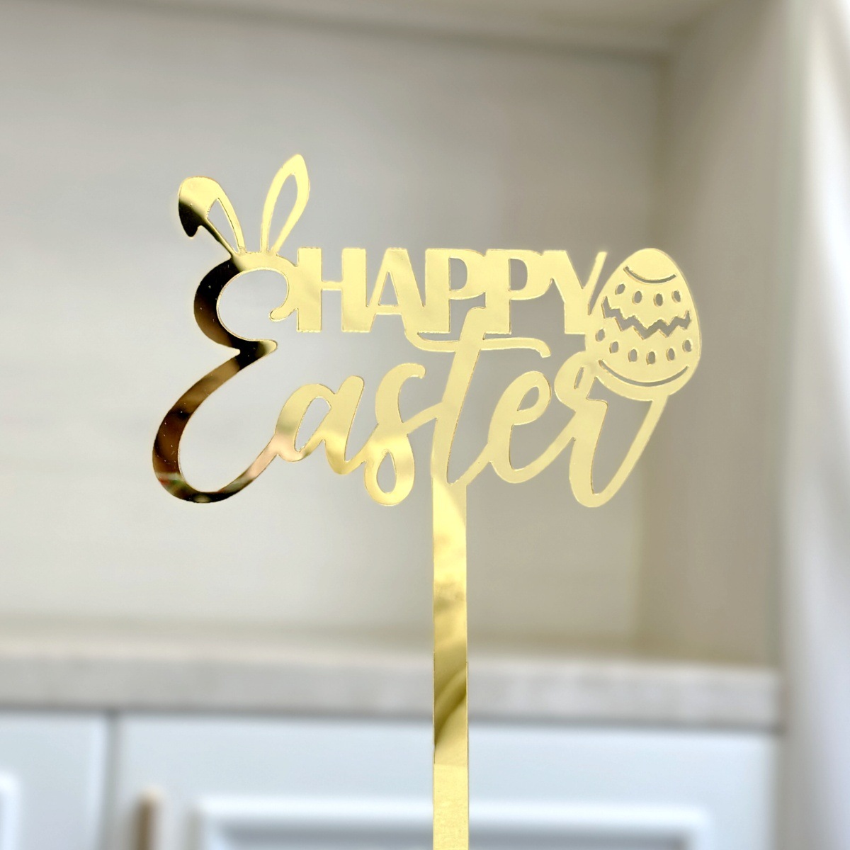 10-Piece Set of Elegant Easter Cake Toppers – Gold Acrylic "Happy Easter" Decorations with Bunny & Egg Designs 10-Piece Set of Elegant Easter Cake Toppers – Gold Acrylic "Happy Easter" Decorations with Bunny & Egg Designs