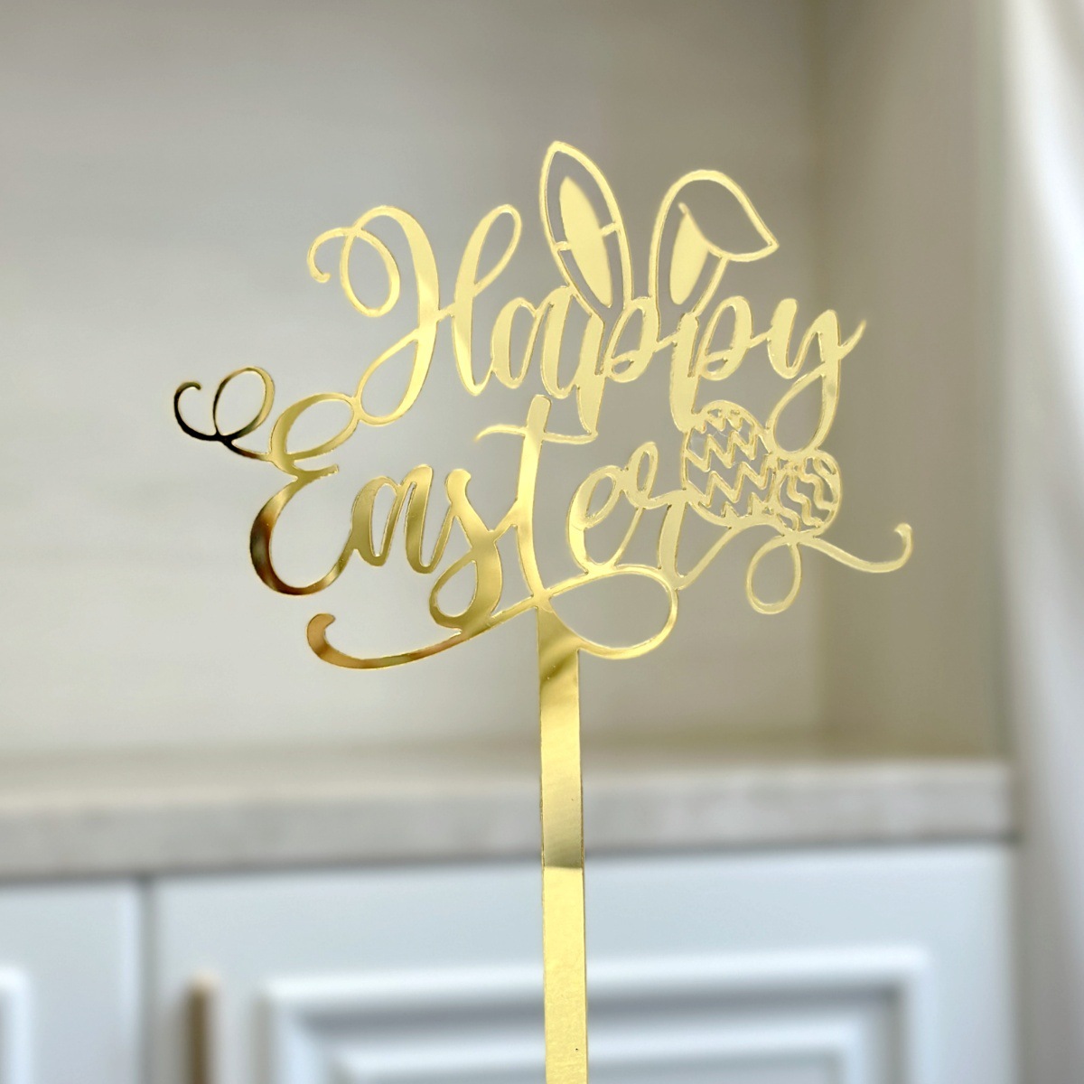 10-Piece Set of Elegant Easter Cake Toppers – Gold Acrylic "Happy Easter" Decorations with Bunny & Egg Designs 10-Piece Set of Elegant Easter Cake Toppers – Gold Acrylic "Happy Easter" Decorations with Bunny & Egg Designs