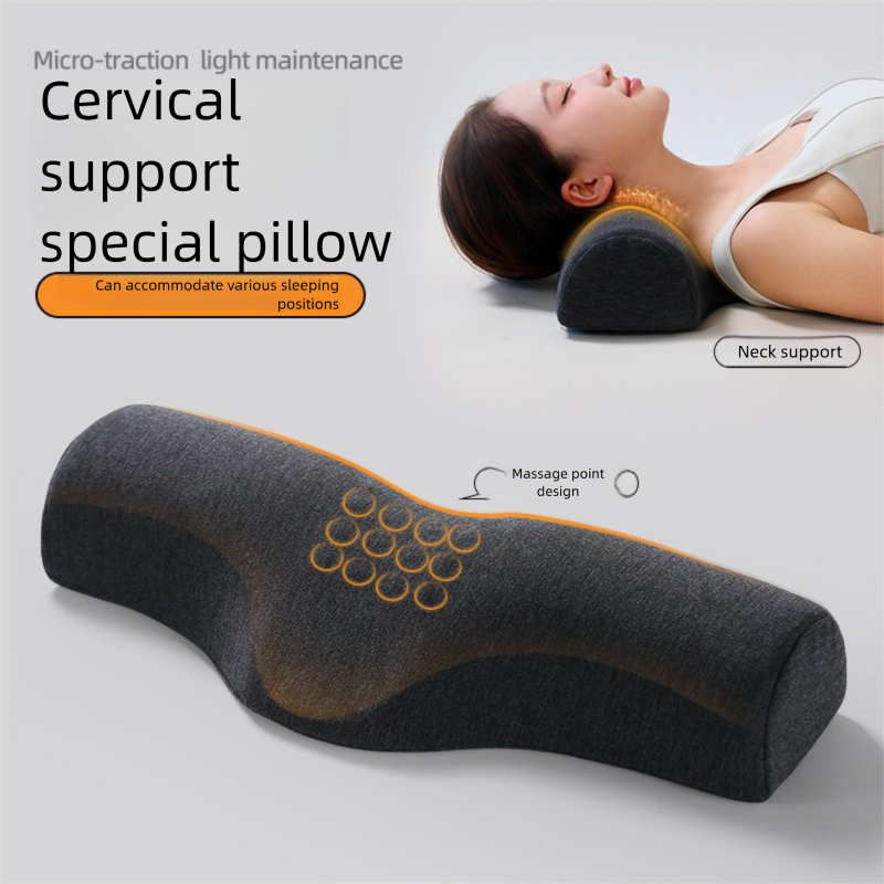 Pink Cervical Support Pillow – Memory Foam Core with Ergonomic Design for Neck Pain Relief and Deep Sleep(Ice Silk Style)