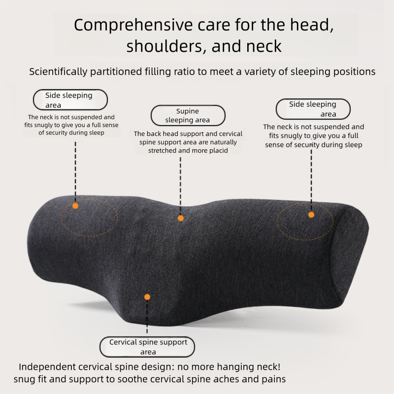 Light grey Cervical Support Pillow – Memory Foam Core with Ergonomic Design for Neck Pain Relief and Deep Sleep(Ice Silk Style)