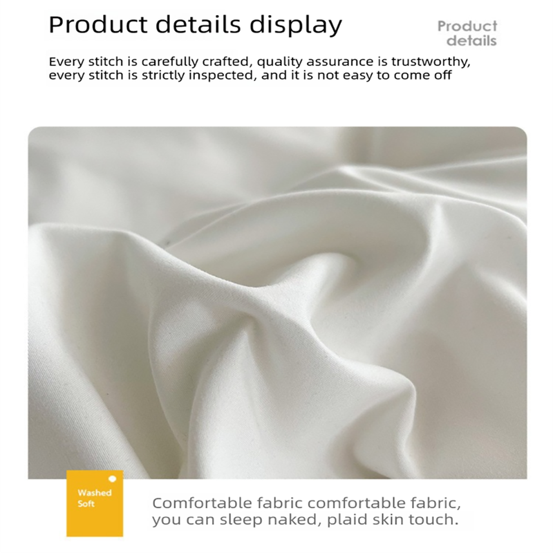 Matcha Cheese Washed Cotton Bedding Set - Solid Color Fitted Sheet Style