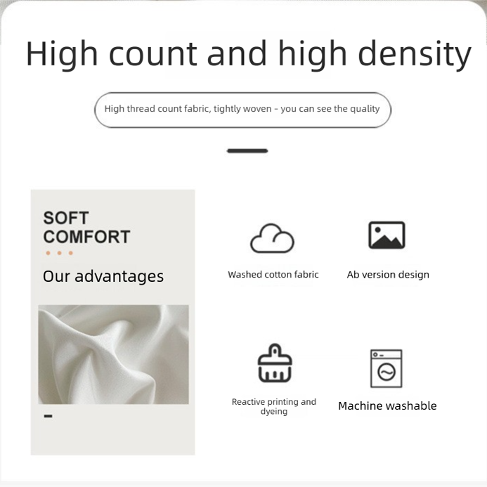 White and Dark Grey Washed Cotton Bedding Set - Solid Color Fitted Sheet Style