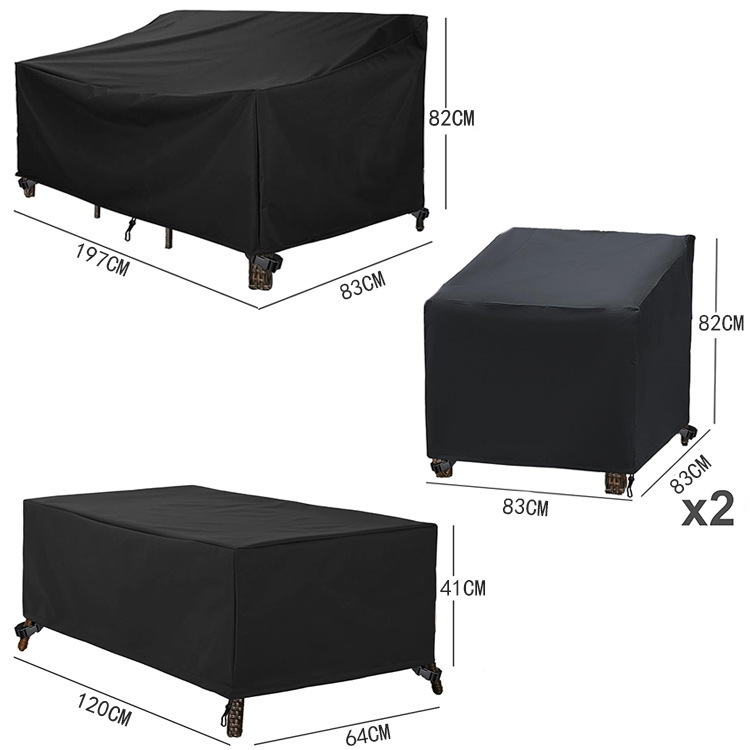 4PCS Large Outdoor Dustproof Furniture Cover Set with Zippered Bag (L Size) - Waterproof and UV-Resistant Garden Sofa