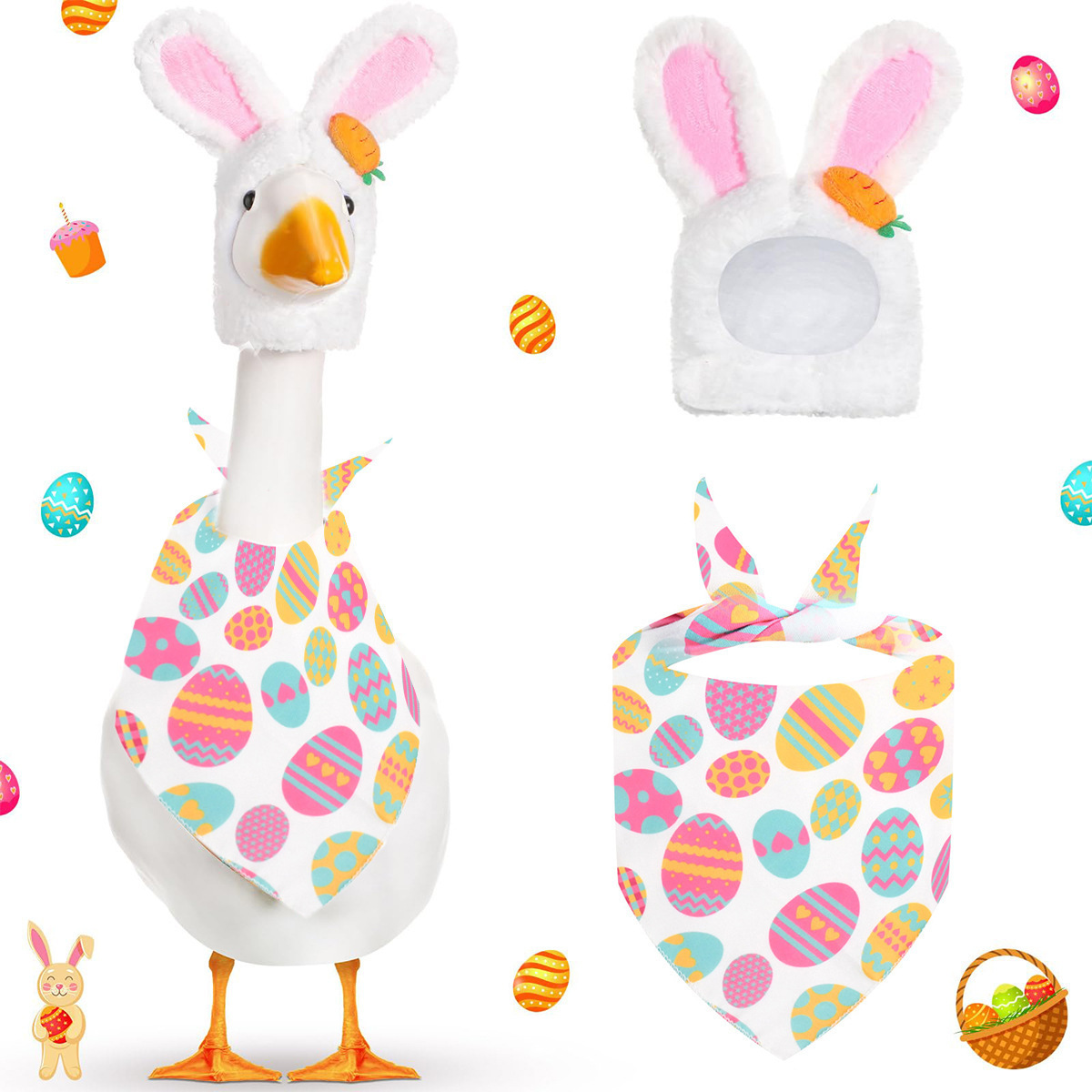 Vibrant Easter Porch Goose Outfit Set - Spring Festive Rabbit Costume for 23-Inch Garden Goose Vibrant Easter Porch Goose Outfit Set - Spring Festive Rabbit Costume for 23-Inch Garden Goose
