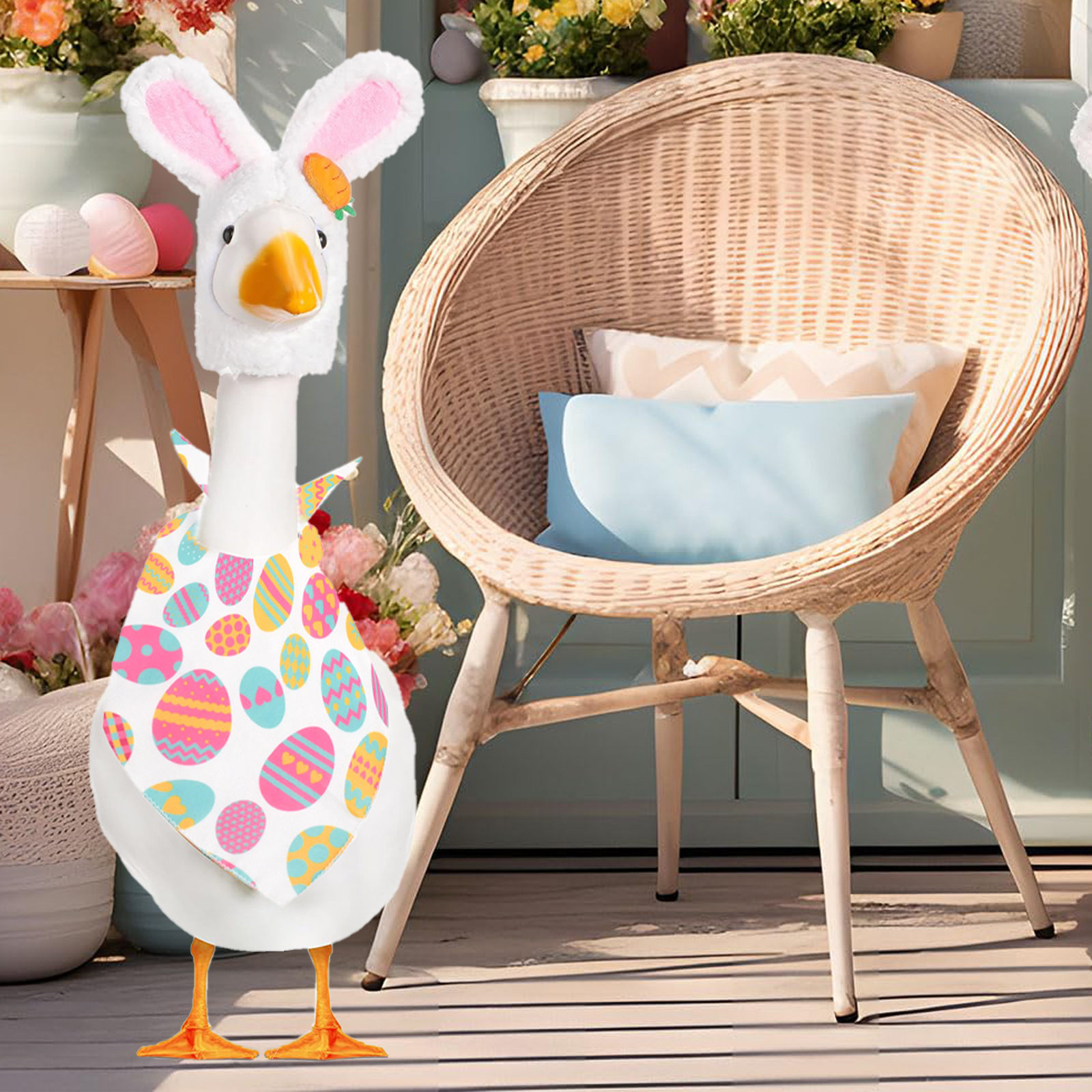 Vibrant Easter Porch Goose Outfit Set - Spring Festive Rabbit Costume for 23-Inch Garden Goose