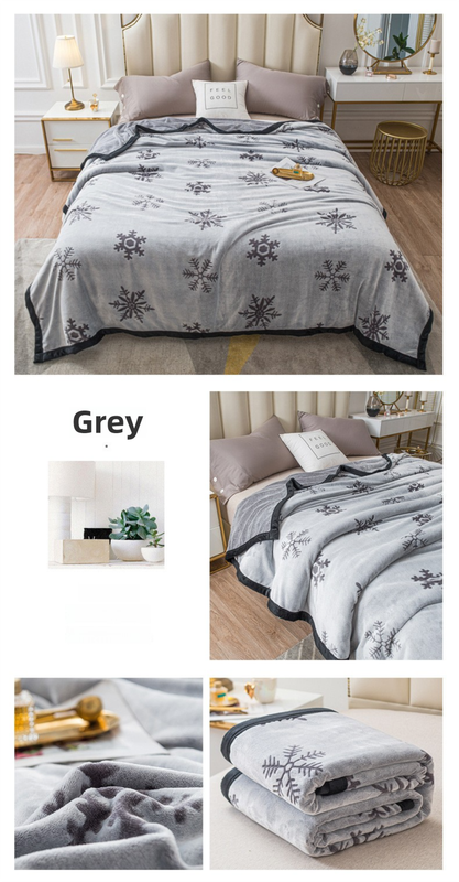 Grey Floral Fantasy 180x200CM Premium Double-Sided Print Flannel Blanket - Soft All-Season Air Conditioning Throw for Office Nap & Travel