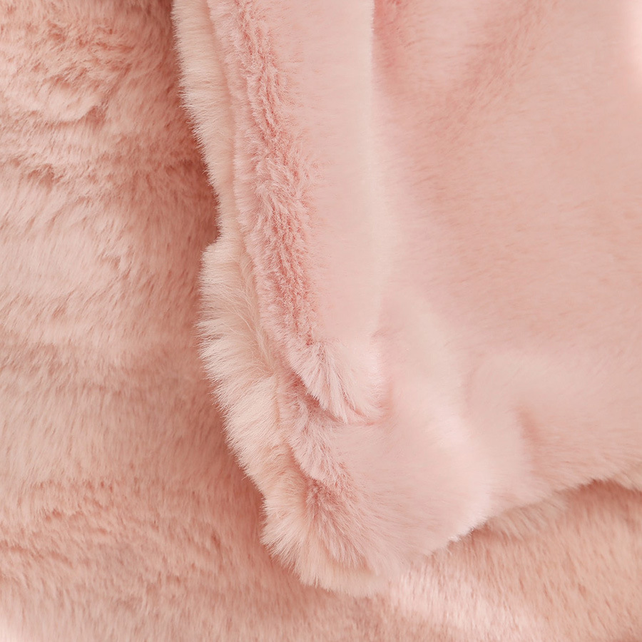Pink Luxury Tuscany Fleece Rabbit Fur Bubble Blanket (180 x 200 CM) - Double-Sided Thickened Soft Plush Bedding & Large Bed Blanket