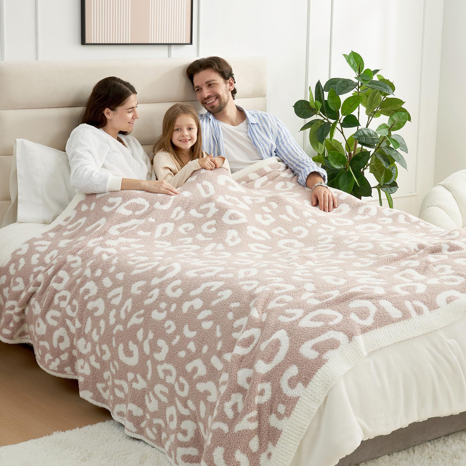 Leopard Print Checkerboard Flannel Throw Blanket(Small 70 x 100 CM) - Anti-Pilling Trendy Soft Plush Blanket for Bed