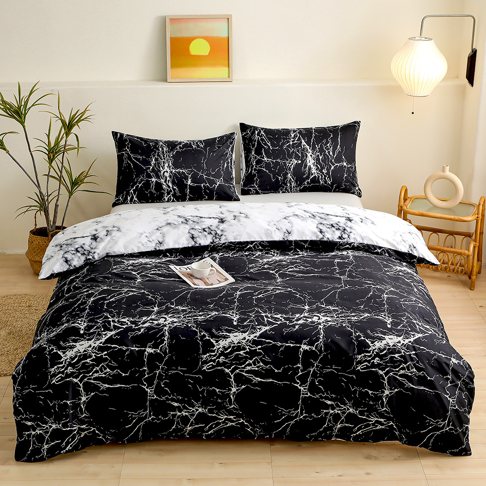 4-Piece Black Silhouette Printed Soft-Touch Brushed Bedding Set for 1.8M Bed: 200 x 230 CM Duvet Cover 4-Piece Black Silhouette Printed Soft-Touch Brushed Bedding Set for 1.8M Bed: 200 x 230 CM Duvet Cover