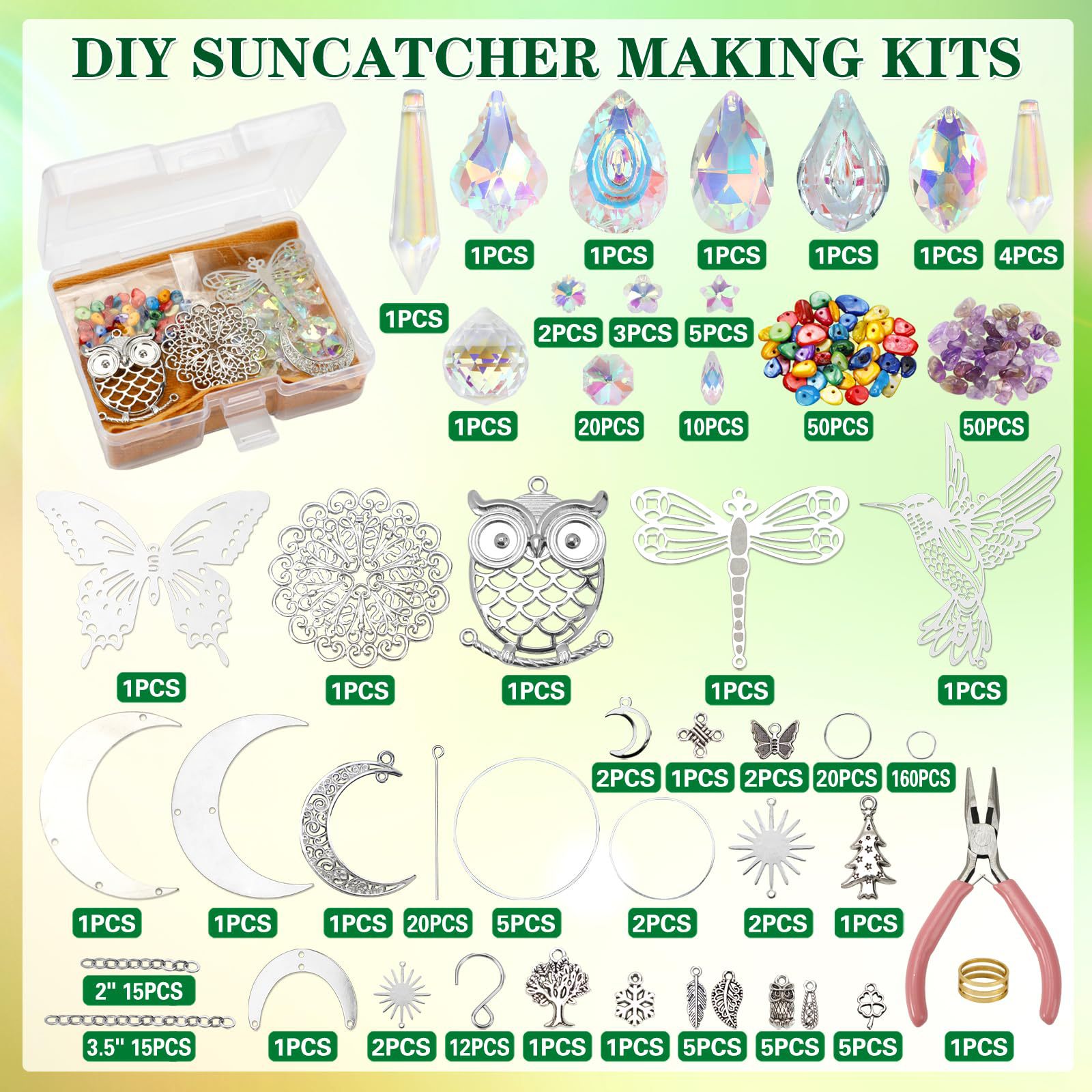 460PCS Suncatcher DIY Making Kit with Storage Box - Premium Crystal Prism Ornaments Craft Set for Home Decor 460PCS Suncatcher DIY Making Kit with Storage Box - Premium Crystal Prism Ornaments Craft Set for Home Decor