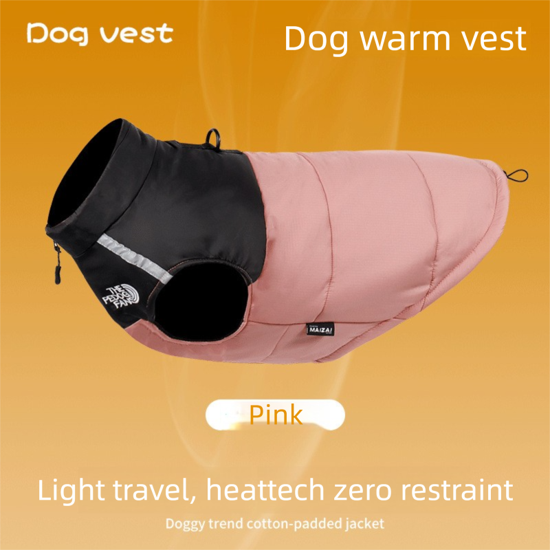 Pnik 2XL Size Dog Clothing — Warm, Thickened Cotton Jacket for Autumn & Winter; Waterproof Pet Vest — Reflective Safety Design, Leash-Compatible