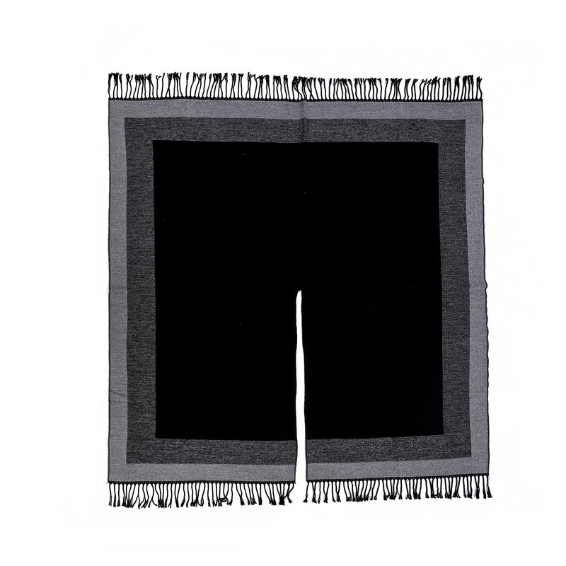 Black elegant women%27s tassel cape shawl scarf