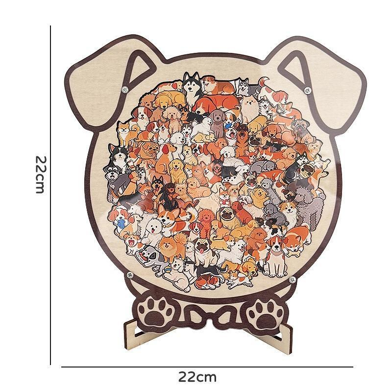 ​Colorful puppy Collection Puzzle - Irregular Shaped Jigsaw with Adorable Kitten Pieces, Stacking Display Stand - Cute Home Decor & Brain Teaser for Kids Adults Ages 6+ - Unique Gift for puppy Lovers