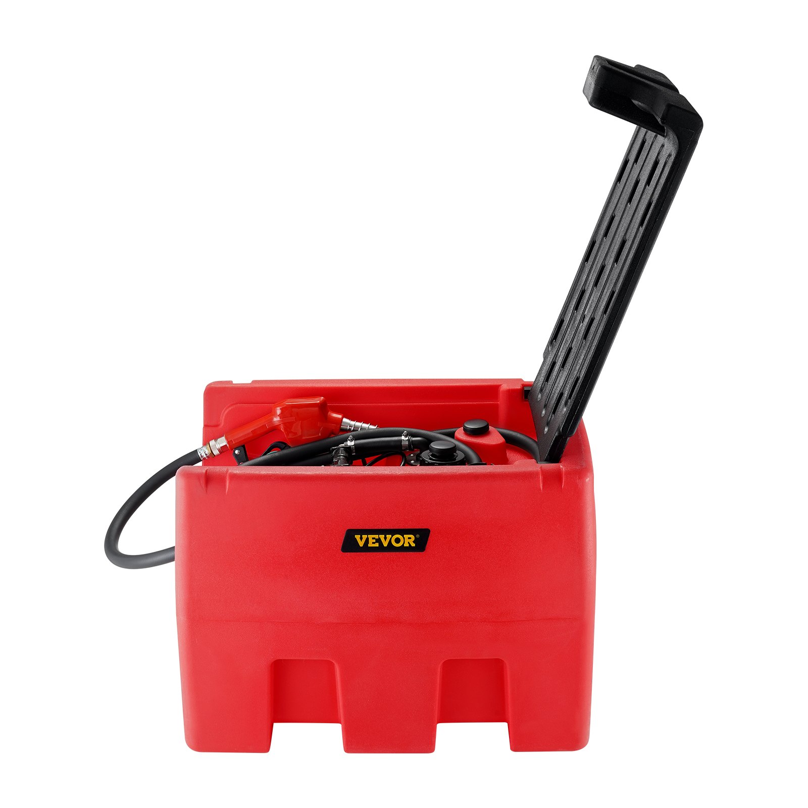 Portable Diesel & Gasoline Tank, 182L, 10.6 GPM Flow Rate, Diesel Fuel Tank with Electric Transfer Pump, 4 m Hose, Auto Fueling Nozzle, Diesel Transfer Tank for Easy Fuel Transportation, Red