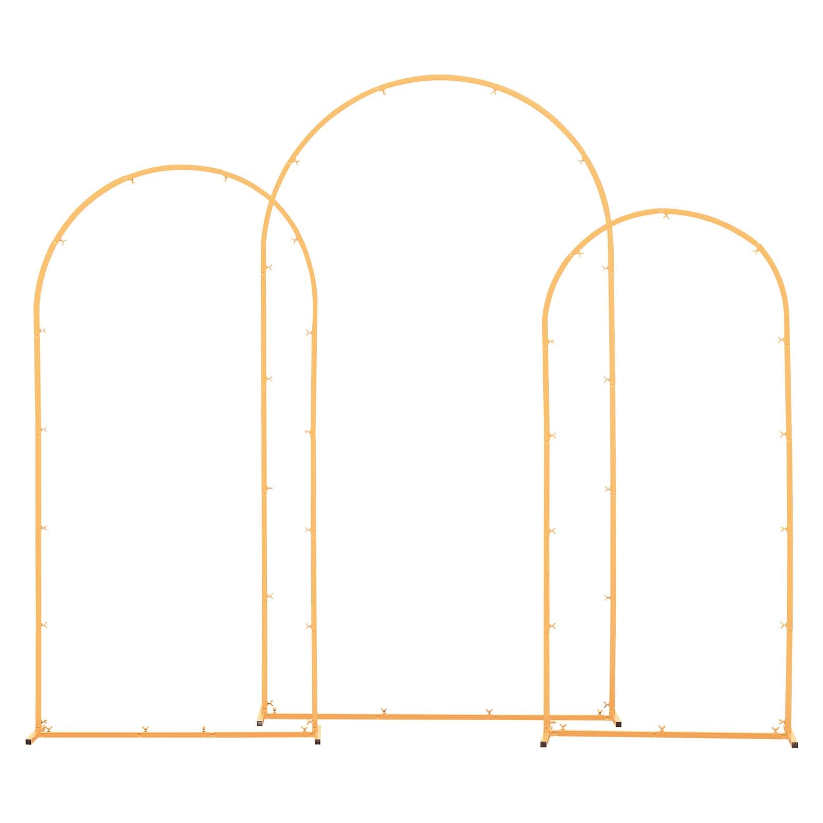 Arch Backdrop Stand, Set of 3, 2.2/2/1.8 m , Stable Structure, Easy Assembly, Gold Metal Arch Backdrop Stand for Wedding, Birthday Party, Graduation, Holiday Celebration, and Ceremony Decoration