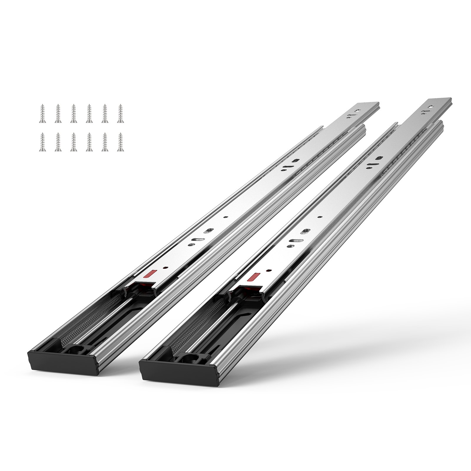 6 Pairs of 457.2mm Drawer Slides Side Mount Rails, Heavy Duty Full Extension Steel Track, Soft-Close Noiseless Guide Glides Cabinet Kitchen Runners with Ball Bearing, 100 Lbs Load Capacity