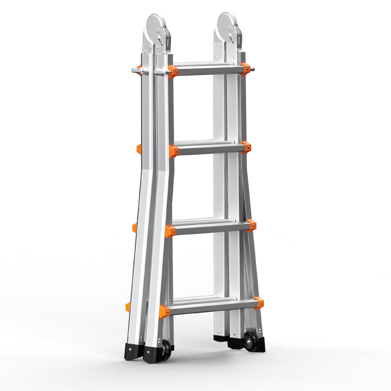 Telescoping Ladder A Frame, 13 FT Compact Aluminum Extension Ladder, Multi-Function Portable Collapsible RV Ladder, Telescopic Ladder for Homework Stairs Indoor Outdoor Roof, 330lb Load