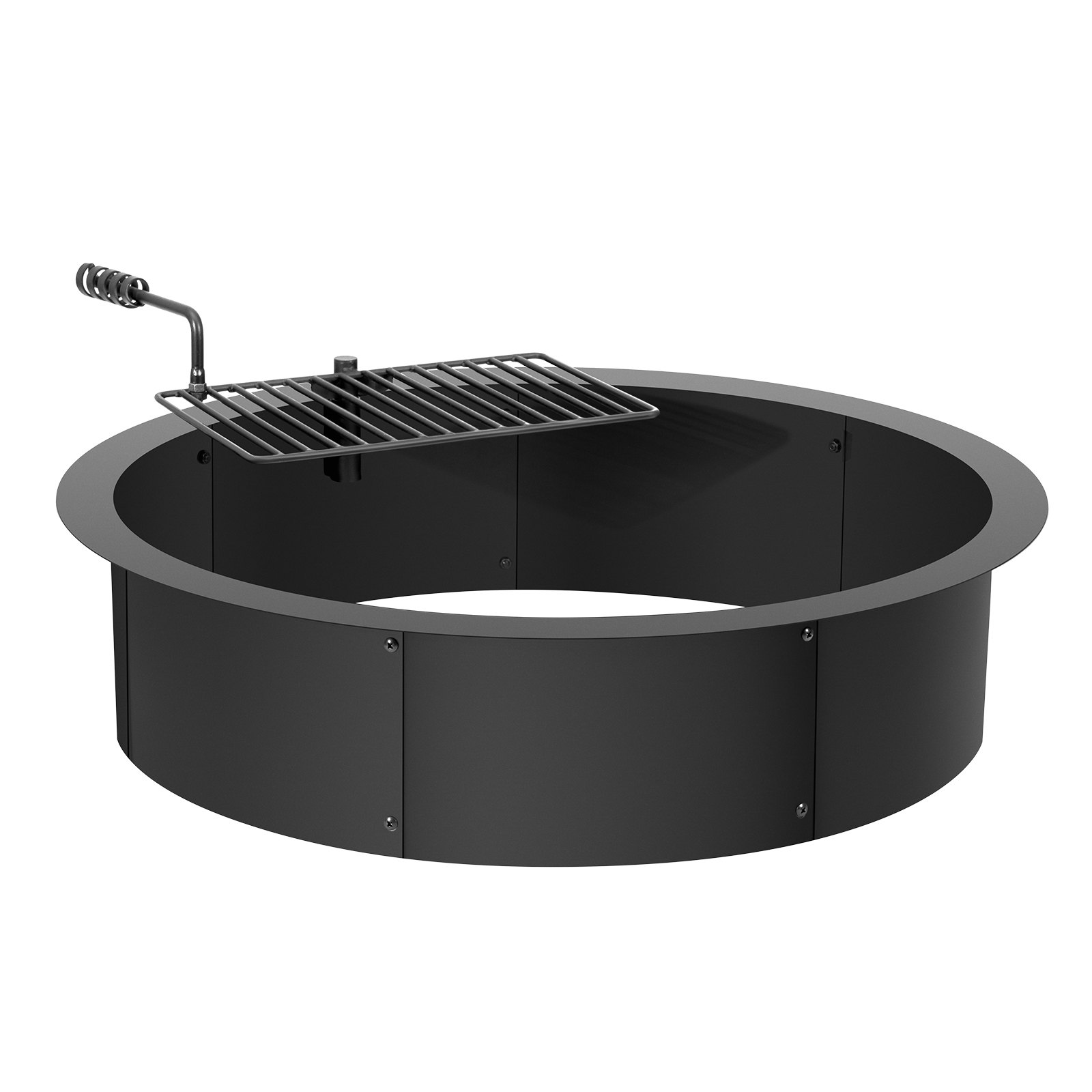 Fire Pit Ring, Fire Pit Insert with Barbecue Fire Ring, 35-In Outer/31-In Inner Diameter, 8.5in Height, Carbon Steel Liner DIY Campfire Ring above/In-Ground, for Outdoor Camping, Bonfires