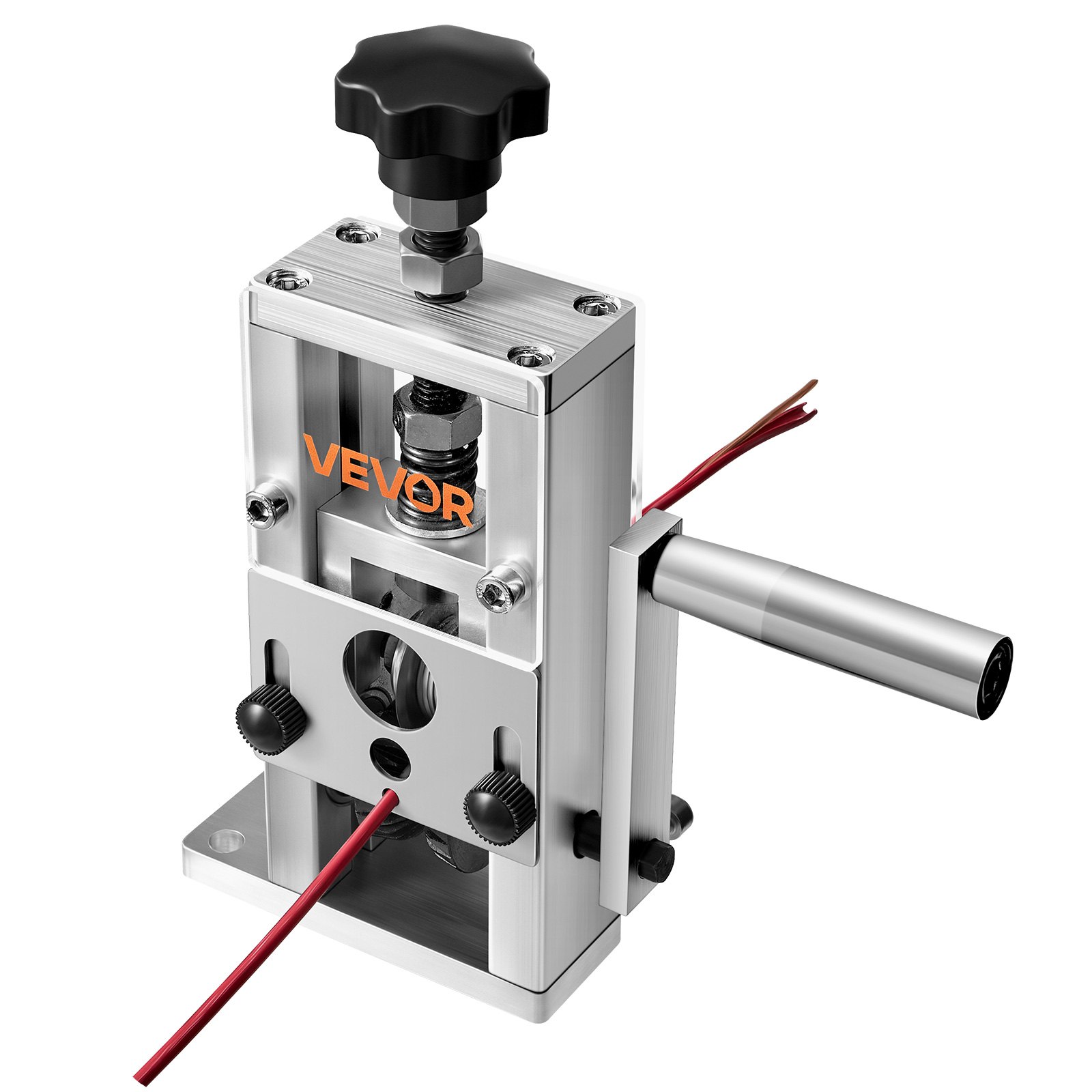 Manual Wire Stripping Machine, 1.5-25 mm, Copper Stripper with Hand Crank or Drill Powered, 64Mn Quenched Blades, 45# Steel Rollers, Aluminum Alloy Frame Wire Peeler, for Scrap Copper Recycling