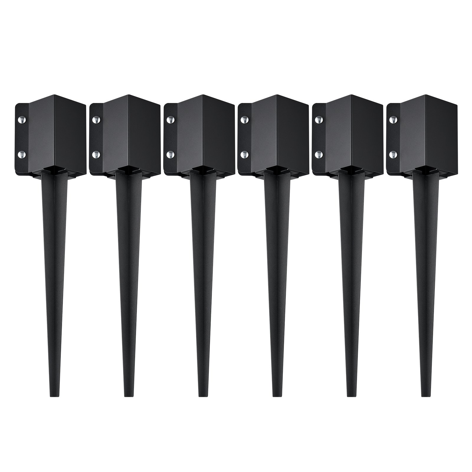 Fence Post Anchor Ground Spike 6 Pack 24 x 4 x 4 In Metal Fence Stakes