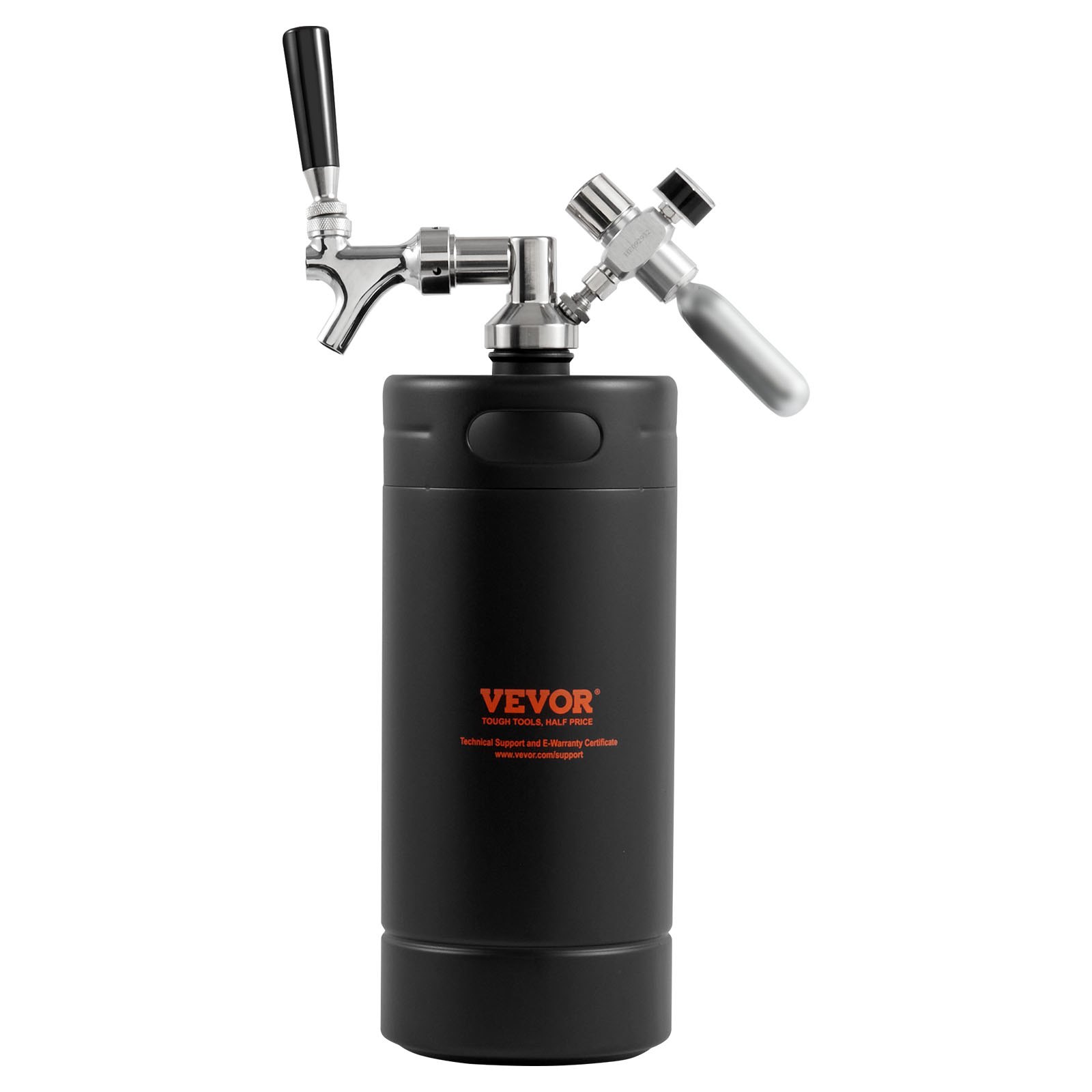 Beer Growler Tap System, 4L Mini Keg, 304 Stainless Steel Pressurized Beer Growler, Keg Growler with Pressure Display, CO2 Regulator Faucet, Leak-Proof Ring For Draft, Homebrew, Craft Beer